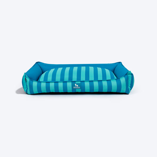 HUFT Happy Stripes Lounger Bed For Dog - Blue & Turquoise - Heads Up For Tails
