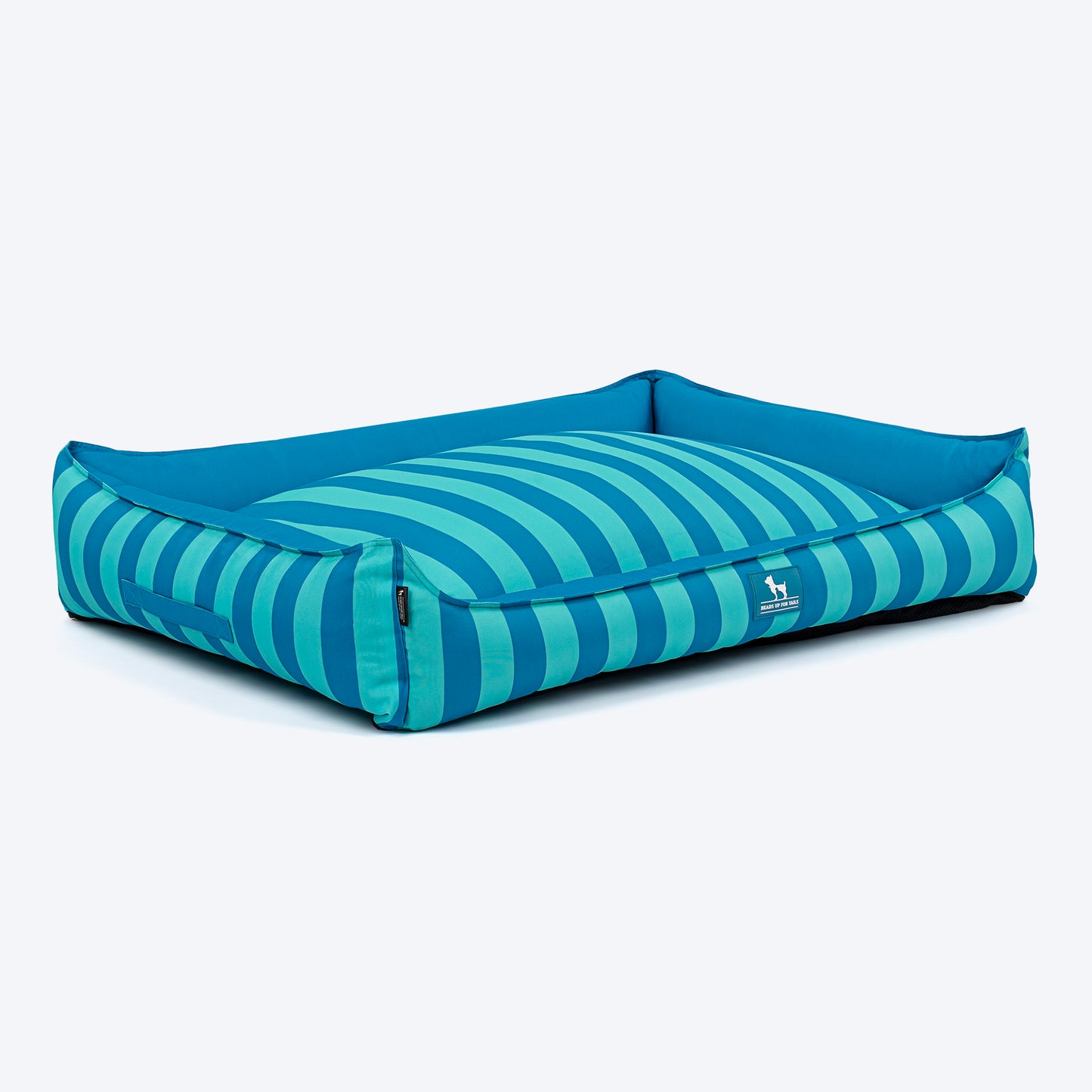 HUFT Happy Stripes Lounger Bed For Dog - Blue & Turquoise - Heads Up For Tails