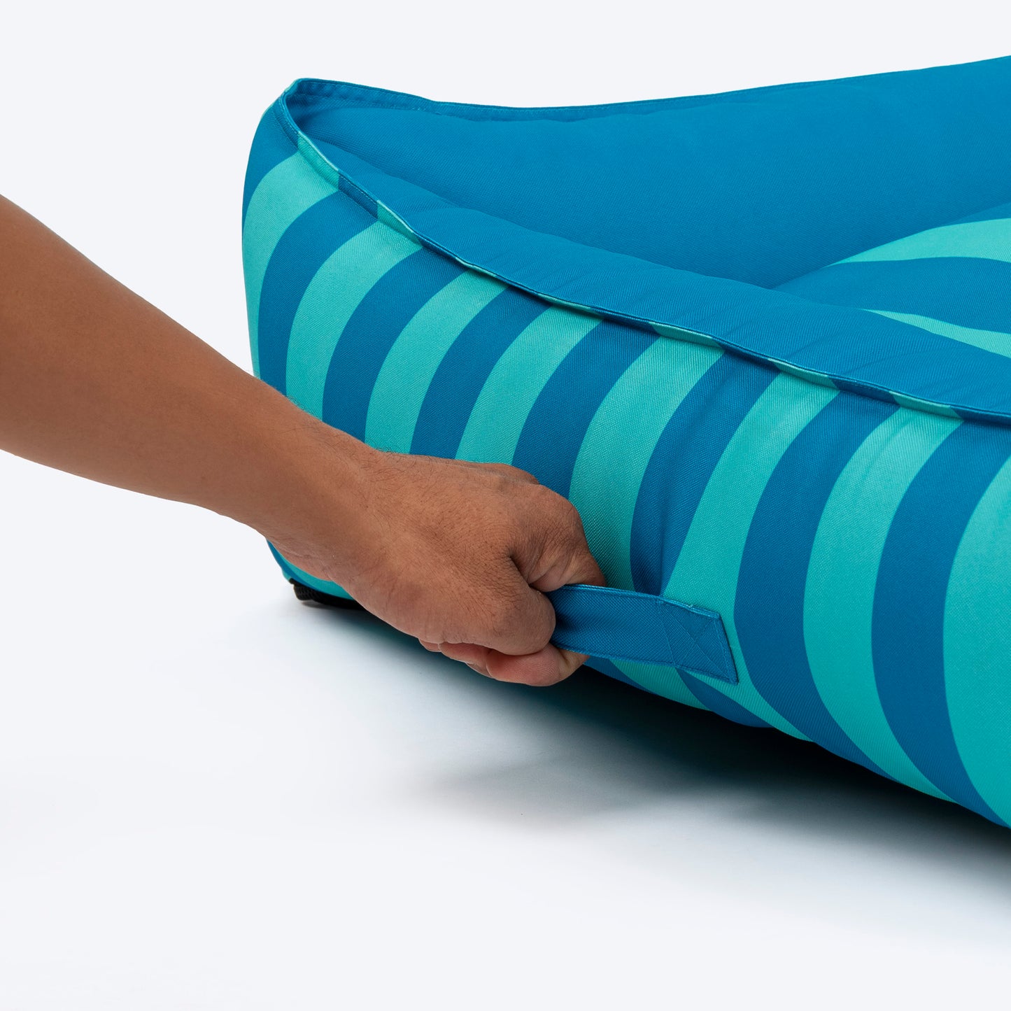 HUFT Happy Stripes Lounger Bed For Dog - Blue & Turquoise - Heads Up For Tails