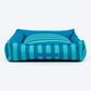 HUFT Happy Stripes Lounger Bed For Dog - Blue & Turquoise - Heads Up For Tails