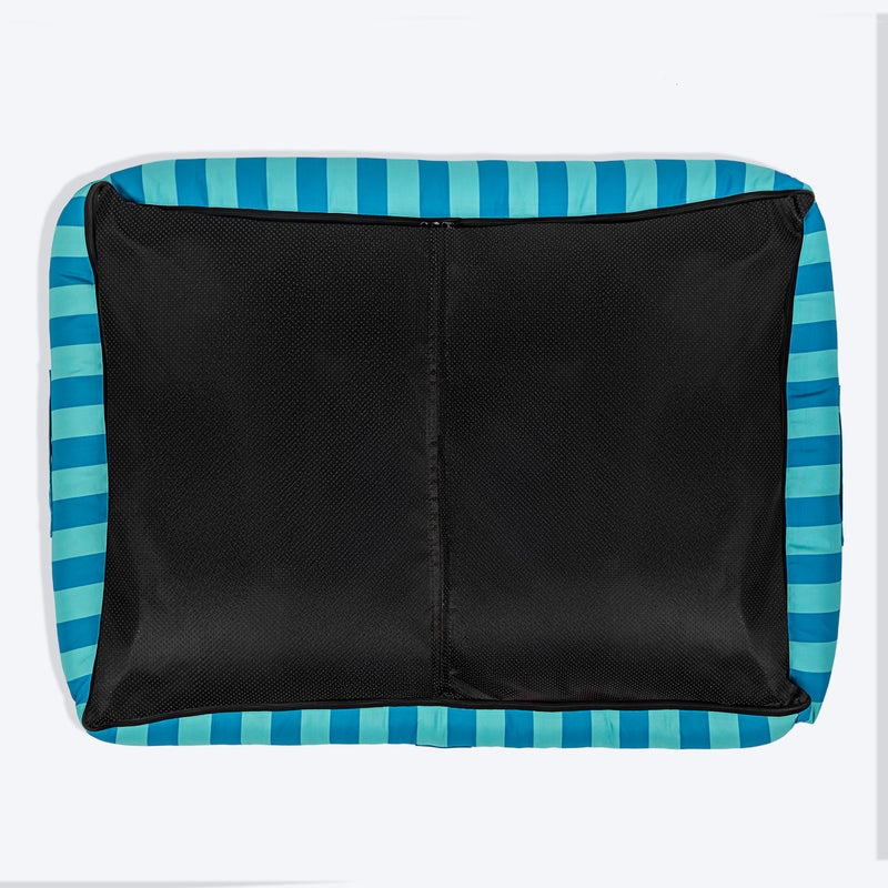 HUFT Happy Stripes Lounger Bed For Dog - Blue & Turquoise - Heads Up For Tails