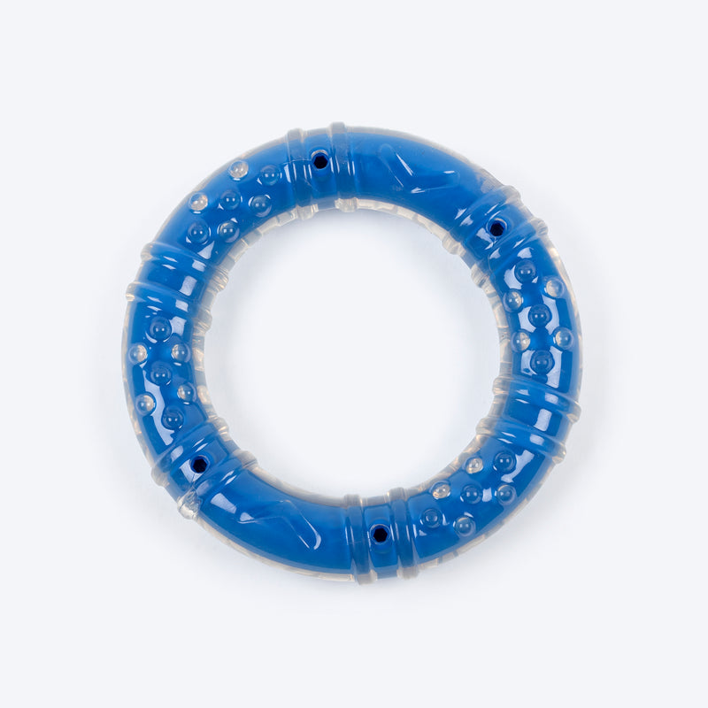 HUFT Chewtastic Tug-O-Ring Chew Toy For Dog - Blue - Heads Up For Tails
