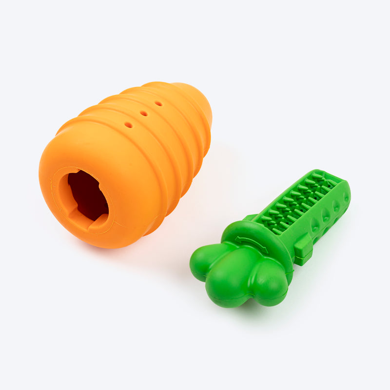 HUFT Chewtastic Fill-N-Fun Carrot Chew Toy For Dog - Orange & Green - Heads Up For Tails