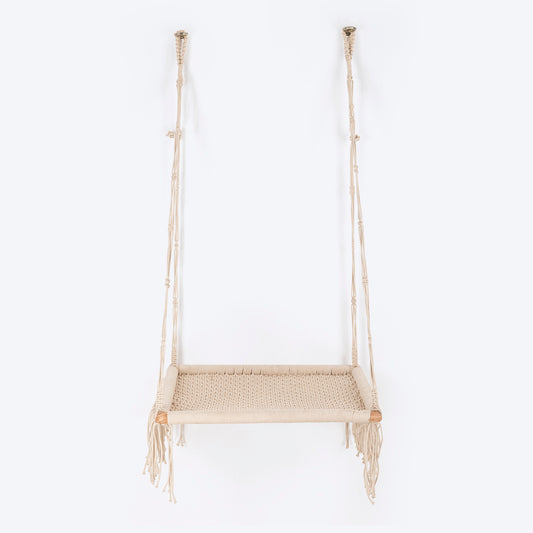 HUFT Handcrafted Textured Single Hammock For Cat - Off White