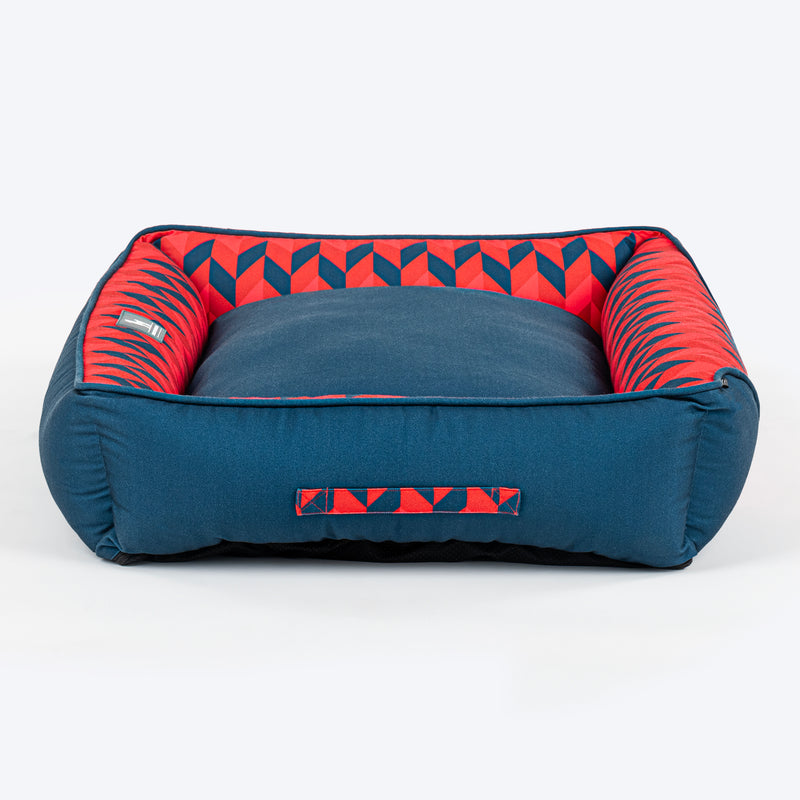 HUFT Personalised Geometric Groove  Lounger Bed For Dog - Navy Blue - Heads Up For Tails