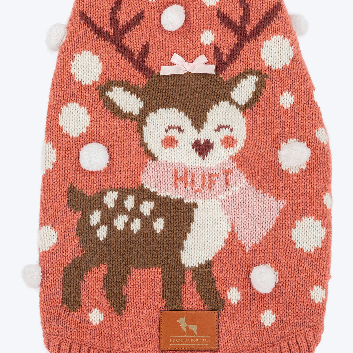 HUFT Snowfall Reindeer Sweater For Dog - Pink