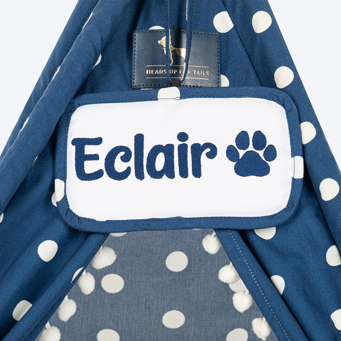 HUFT Personalised Polka Paws Teepee Tent Bed For Dog & Cat - Navy