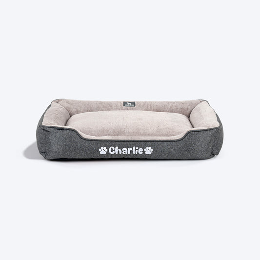 HUFT Personalised Furever Cosy Lounger Bed For Dog - Charcoal Black