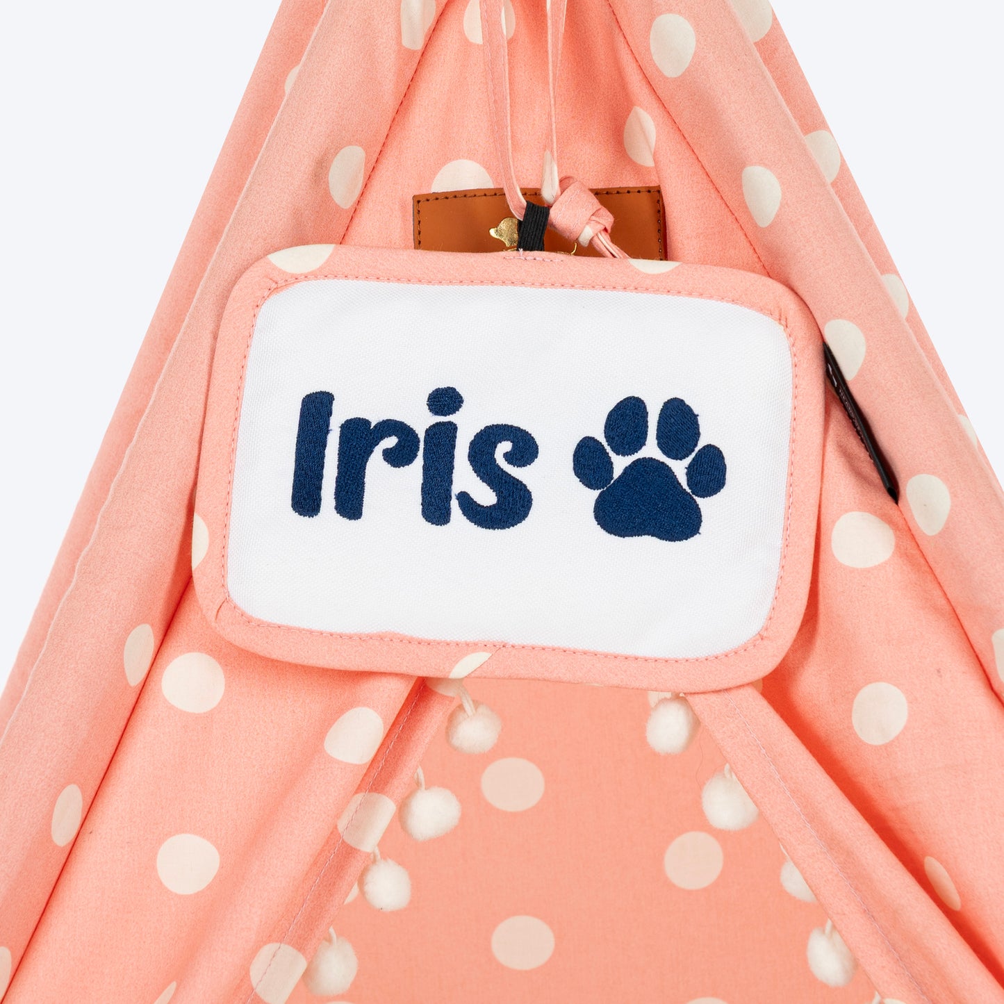 HUFT Personalised Polka Paws Teepee Tent Bed For Dog & Cat - Peach