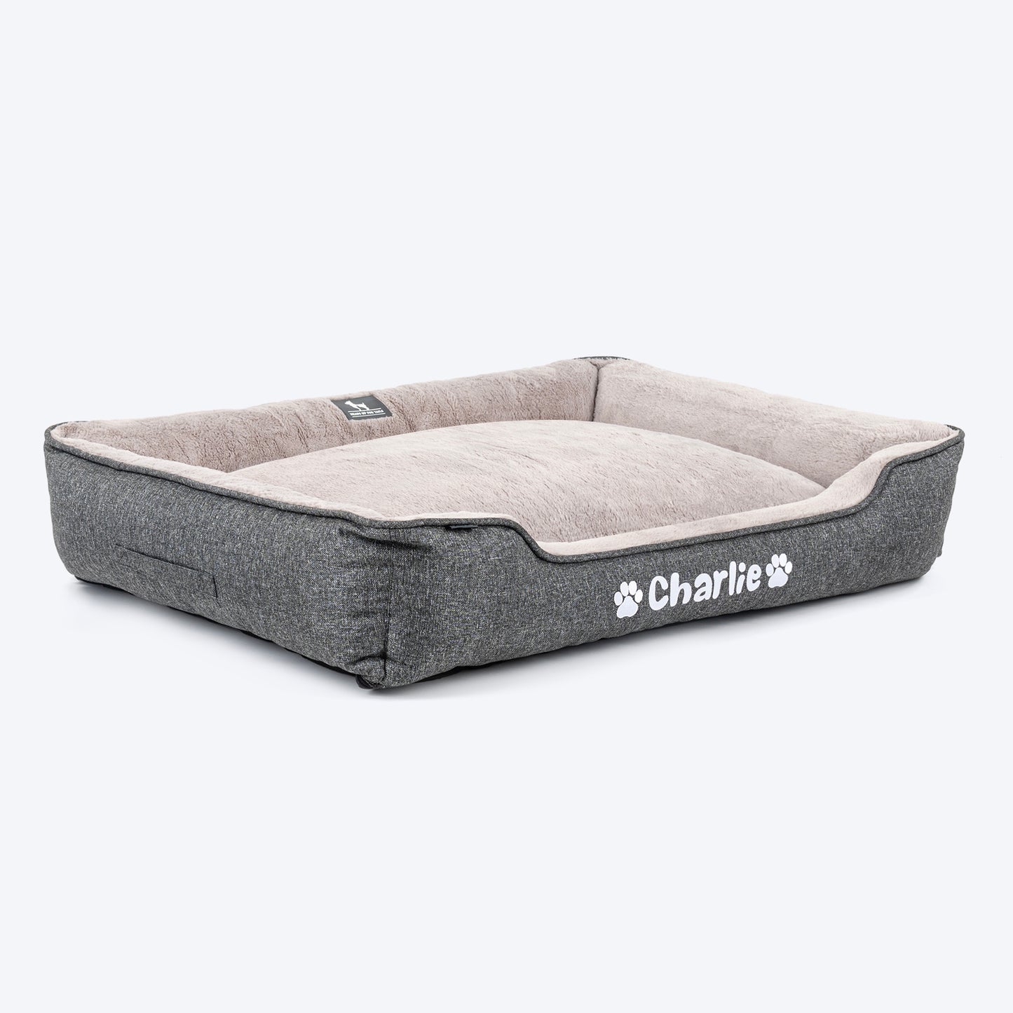 HUFT Personalised Furever Cosy Lounger Bed For Dog - Charcoal Black