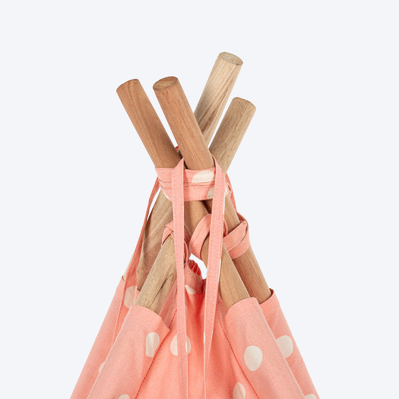 HUFT Personalised Polka Paws Teepee Tent Bed For Dog & Cat - Peach - Heads Up For Tails