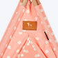 HUFT Personalised Polka Paws Teepee Tent Bed For Dog & Cat - Peach