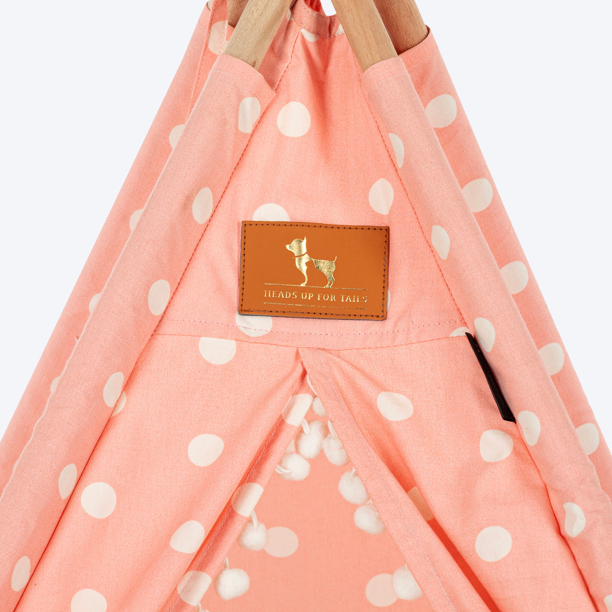 HUFT Personalised Polka Paws Teepee Tent Bed For Dog & Cat - Peach - Heads Up For Tails