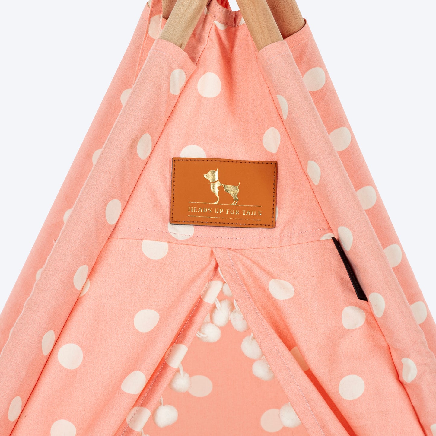 HUFT Personalised Polka Paws Teepee Tent Bed For Dog & Cat - Peach