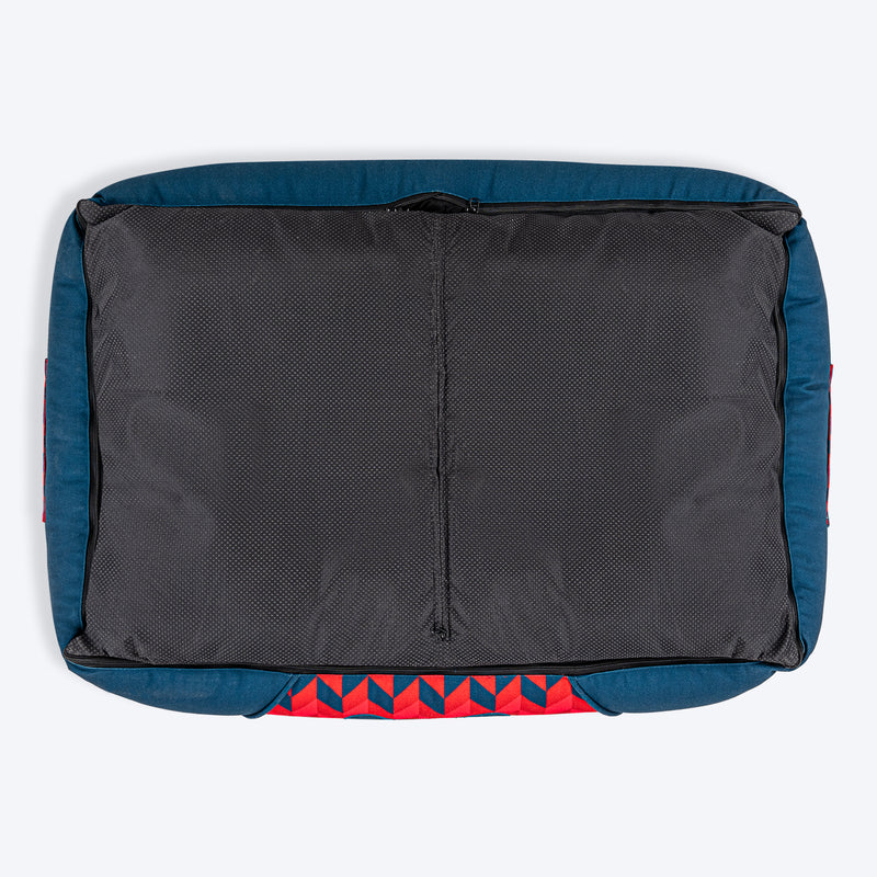 HUFT Personalised Geometric Groove  Lounger Bed For Dog - Navy Blue - Heads Up For Tails