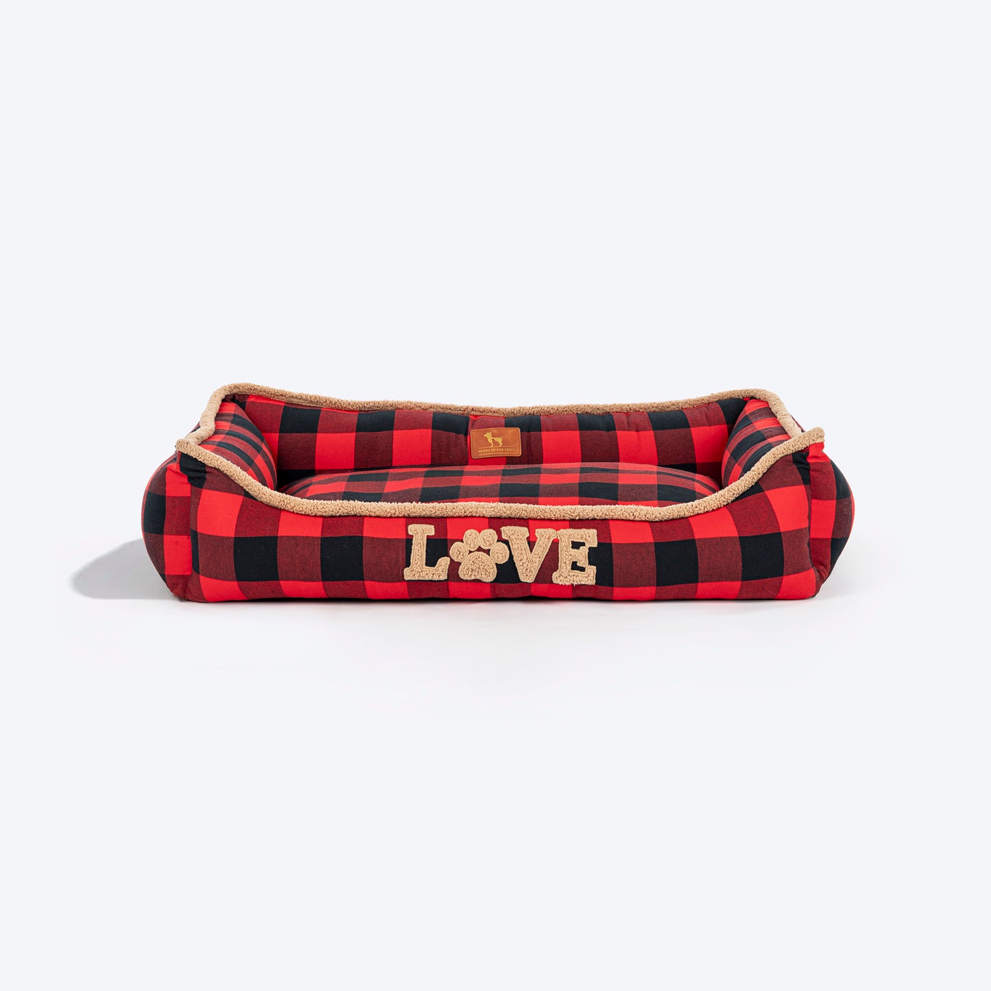 HUFT Love Plaid Lounger Bed For Dog - Red & Black - Heads Up For Tails