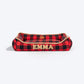 HUFT Personalised Checkered Cuddle Lounger Bed For Dog - Red & Black