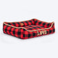 HUFT Love Plaid Lounger Bed For Dog - Red & Black - Heads Up For Tails