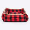 HUFT Love Plaid Lounger Bed For Dog - Red & Black - Heads Up For Tails