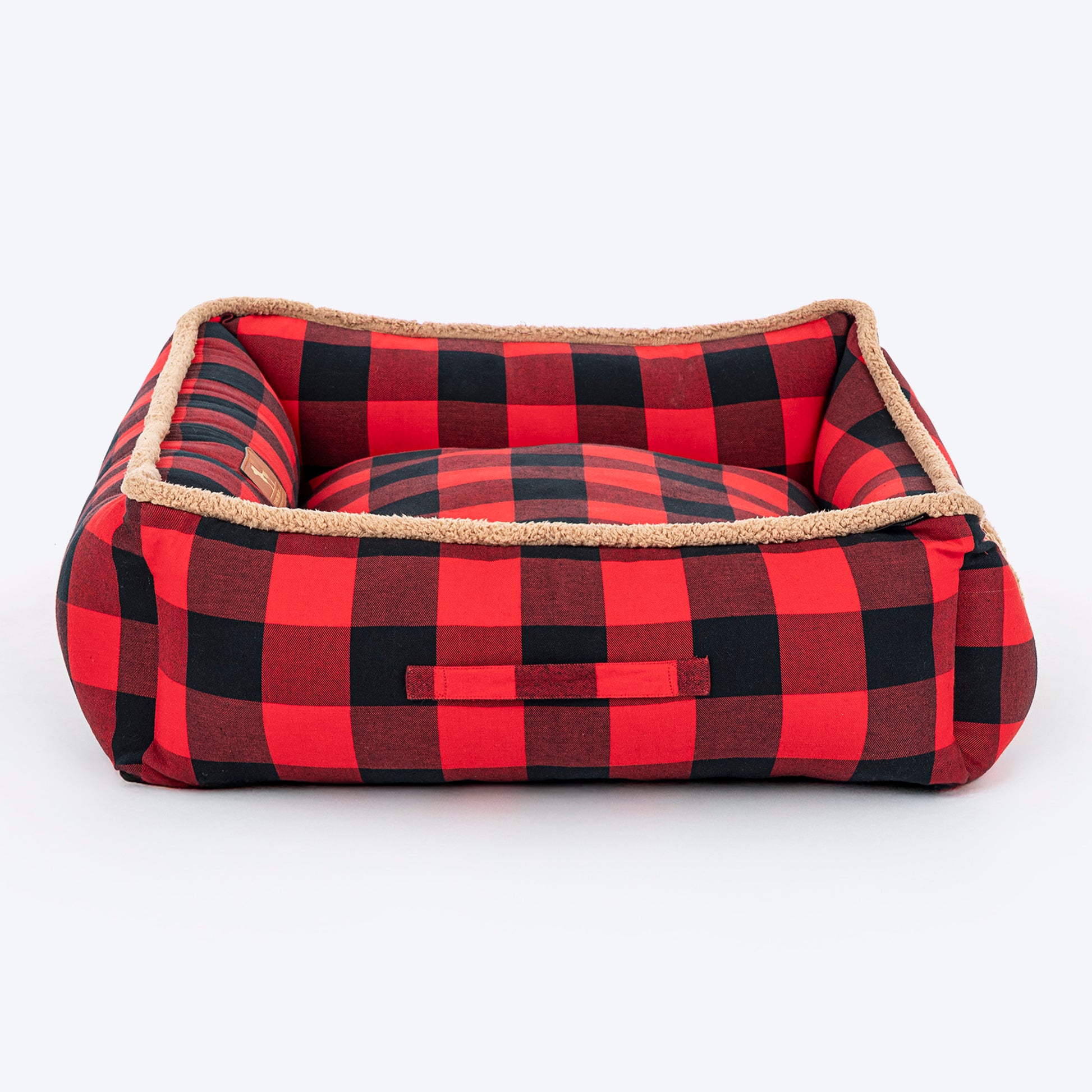 HUFT Love Plaid Lounger Bed For Dog - Red & Black - Heads Up For Tails