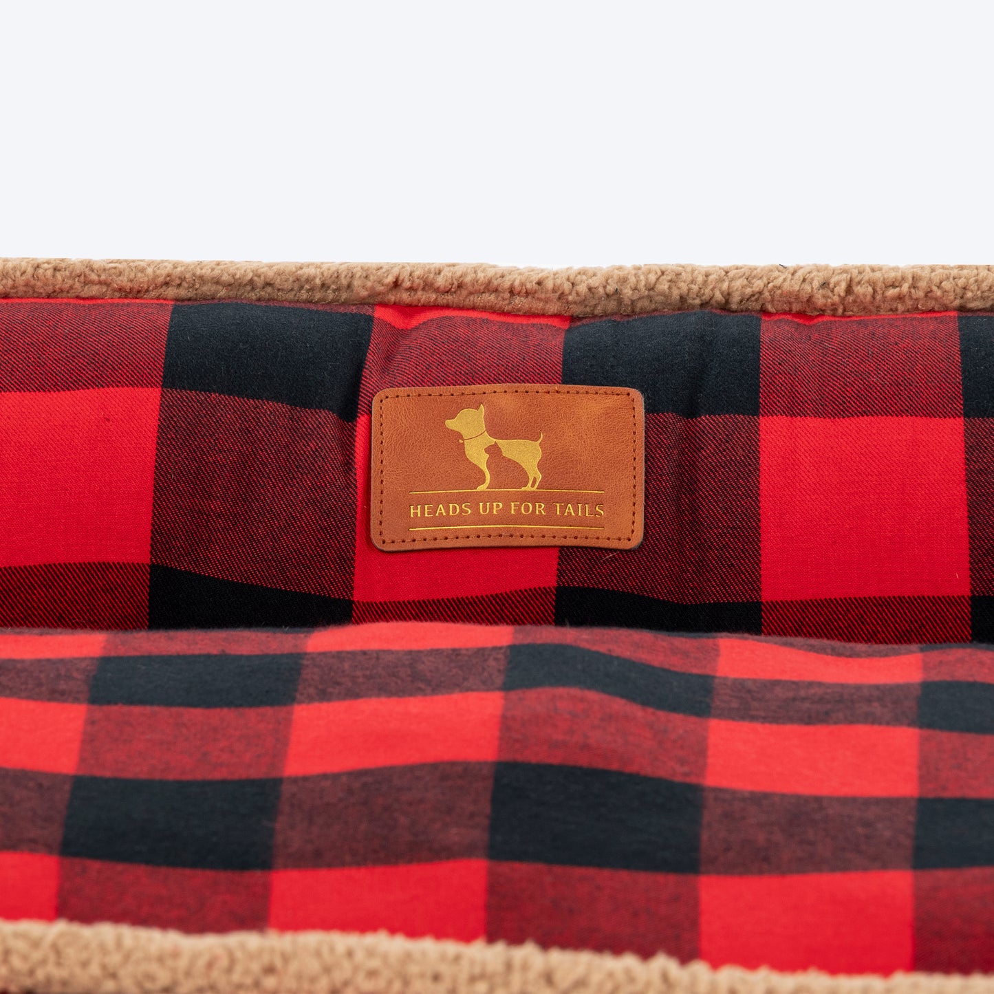 HUFT Love Plaid Lounger Bed For Dog - Red & Black - Heads Up For Tails