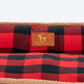 HUFT Personalised Checkered Cuddle Lounger Bed For Dog - Red & Black