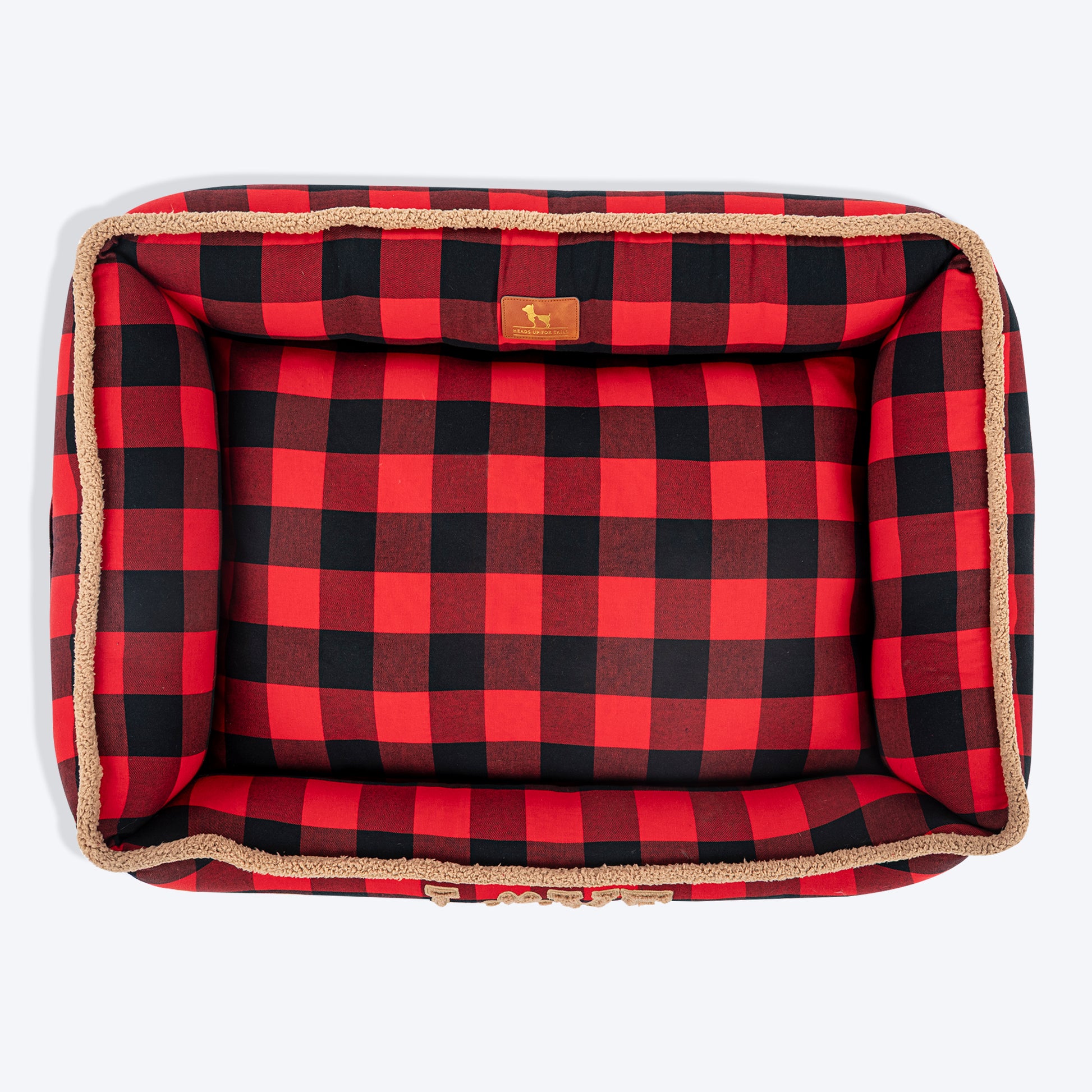 HUFT Love Plaid Lounger Bed For Dog - Red & Black - Heads Up For Tails