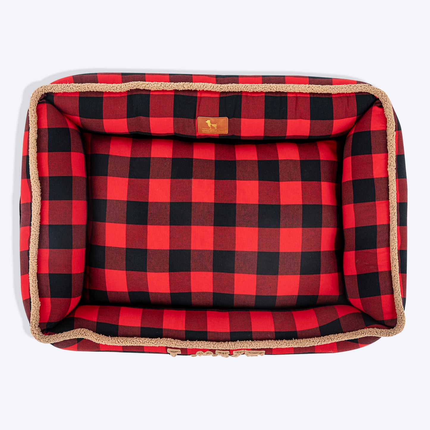 HUFT Personalised Checkered Cuddle Lounger Bed For Dog - Red & Black