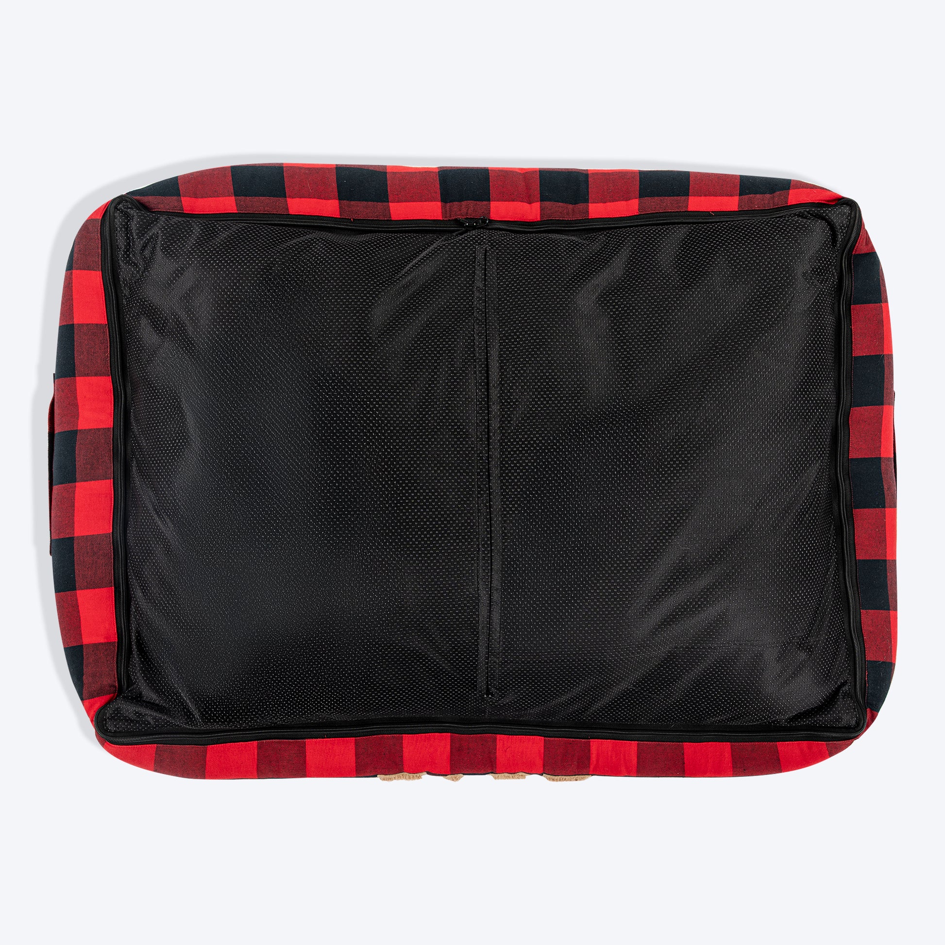 HUFT Love Plaid Lounger Bed For Dog - Red & Black - Heads Up For Tails
