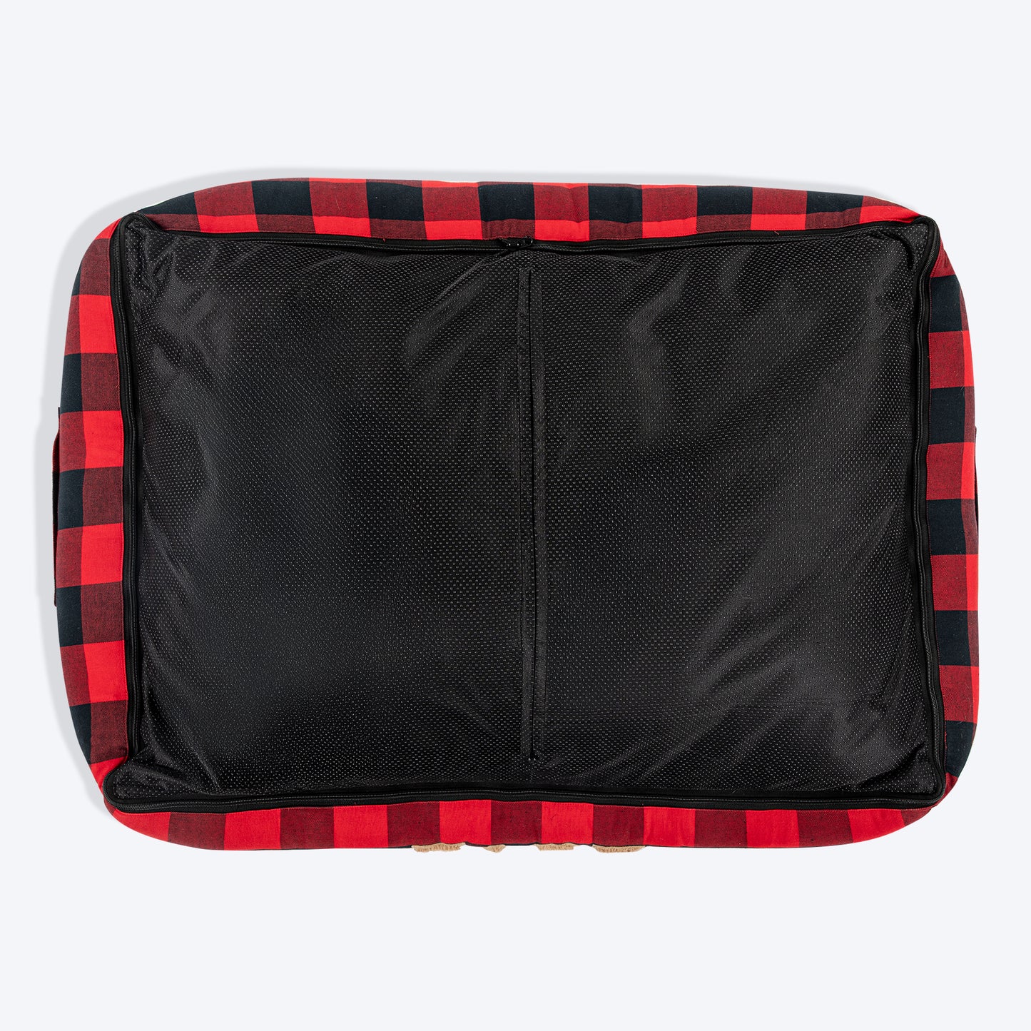 HUFT Personalised Checkered Cuddle Lounger Bed For Dog - Red & Black