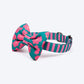 HUFT Pawsome Blossom Bow Tie With Collar For Dog - Green & Pink - Heads Up For Tails