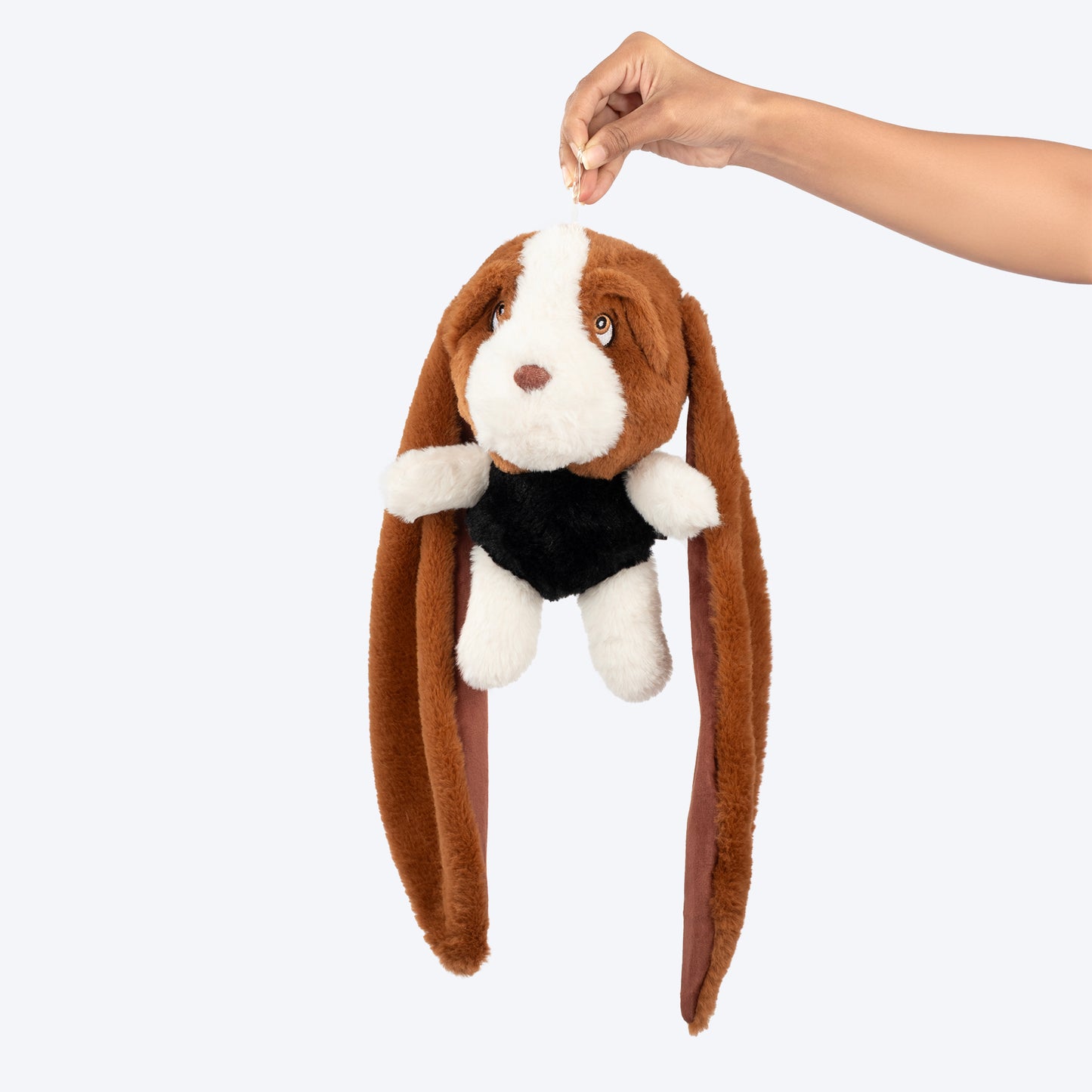 HUFT Louie Long Ears Squeaky Plush Toy For Dog - White & Brown
