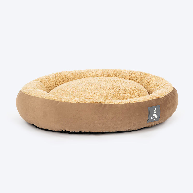 TLC Round Retreat Bed For Dog & Cat - Brown - Heads Up For Tails