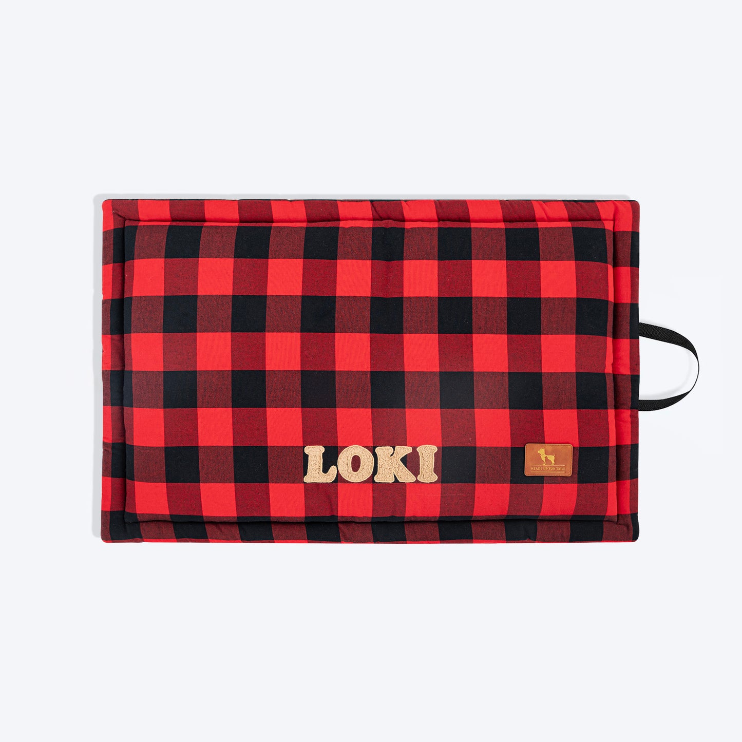 HUFT Personalised Checkered Cuddle Mat For Dog & Cat - Red & Black