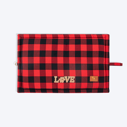 HUFT Love Plaid Mat For Dog - Red & Black - Heads Up For Tails