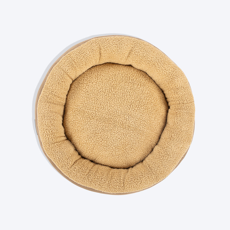 TLC Round Retreat Bed For Dog & Cat - Brown - Heads Up For Tails