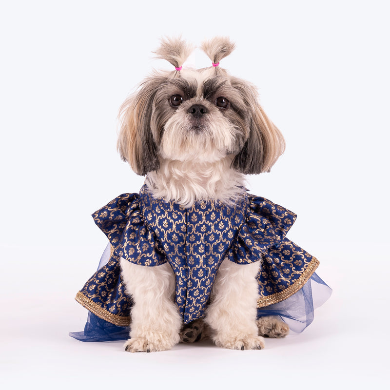 HUFT Customised Neel Mehfil Lehenga Dress For Dog & Cat - Navy Blue