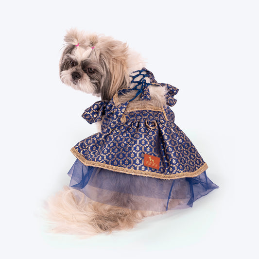HUFT Customised Neel Mehfil Lehenga Dress For Dog & Cat - Navy Blue