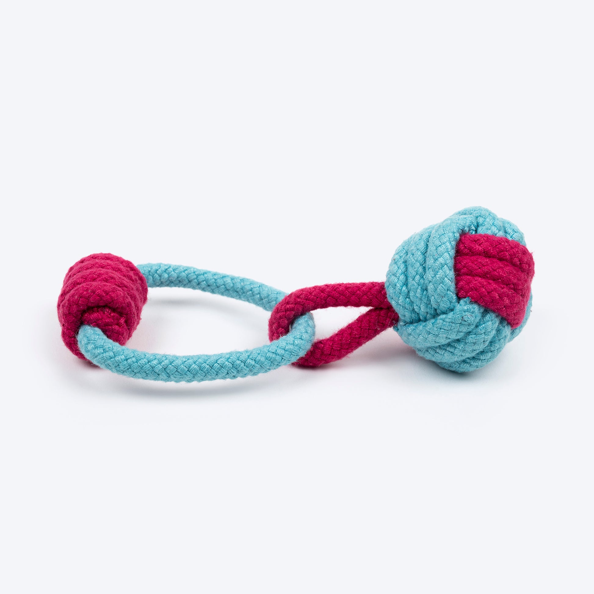 Dash Dog Tugger Ball Rope Toy For Dog - Light Blue & Pink - Heads Up For Tails
