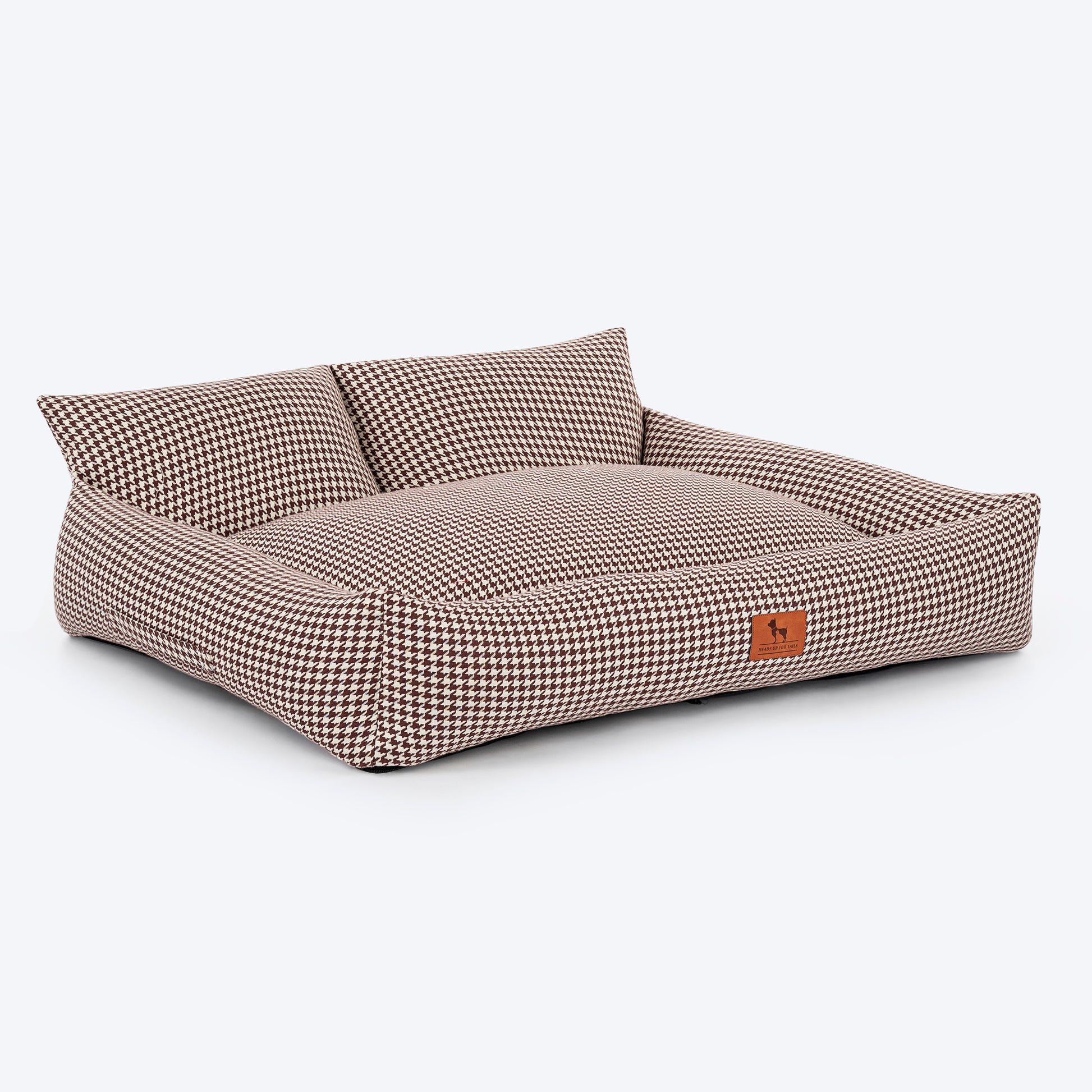 HUFT Cookie Houndstooth Lounger Bed For Dog - Brown - Heads Up For Tails