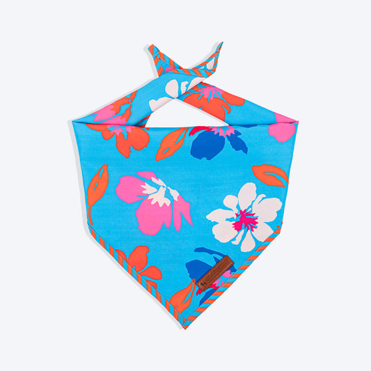 HUFT Summer Bloom Knot Bandana For Dog - Blue - Heads Up For Tails