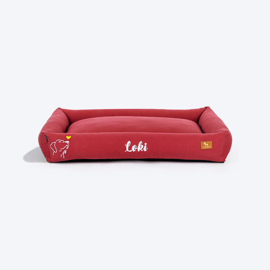 HUFT Personalised Sniff The Love Lounger Bed For Dog - Maroon