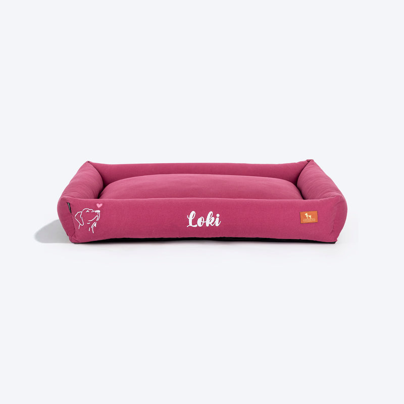 HUFT Personalised Sniff The Love Lounger Bed For Dog - Dark Magenta - Heads Up For Tails