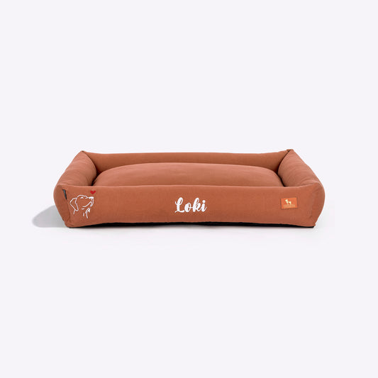 HUFT Personalised Sniff The Love Lounger Bed For Dog - Brown