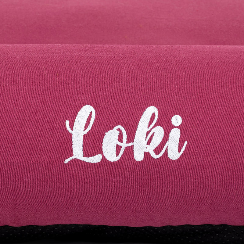 HUFT Personalised Sniff The Love Lounger Bed For Dog - Dark Magenta - Heads Up For Tails