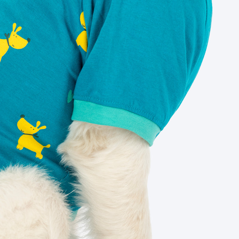 HUFT Snuggle Squad Printed T-Shirt For Dog - Teal - Heads Up For Tails