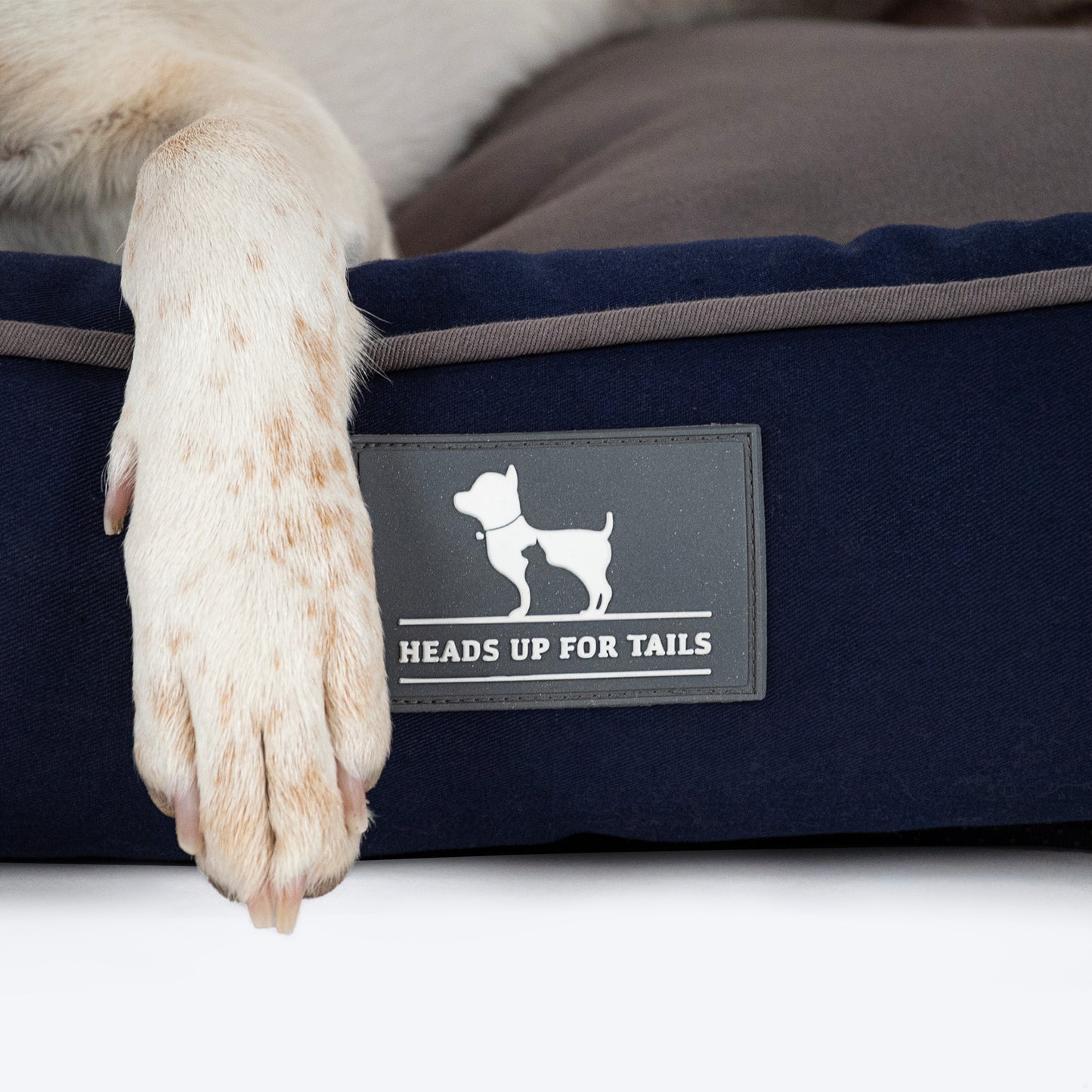 HUFT Classic Lounger Dog Bed - Grey & Navy - Heads Up For Tails
