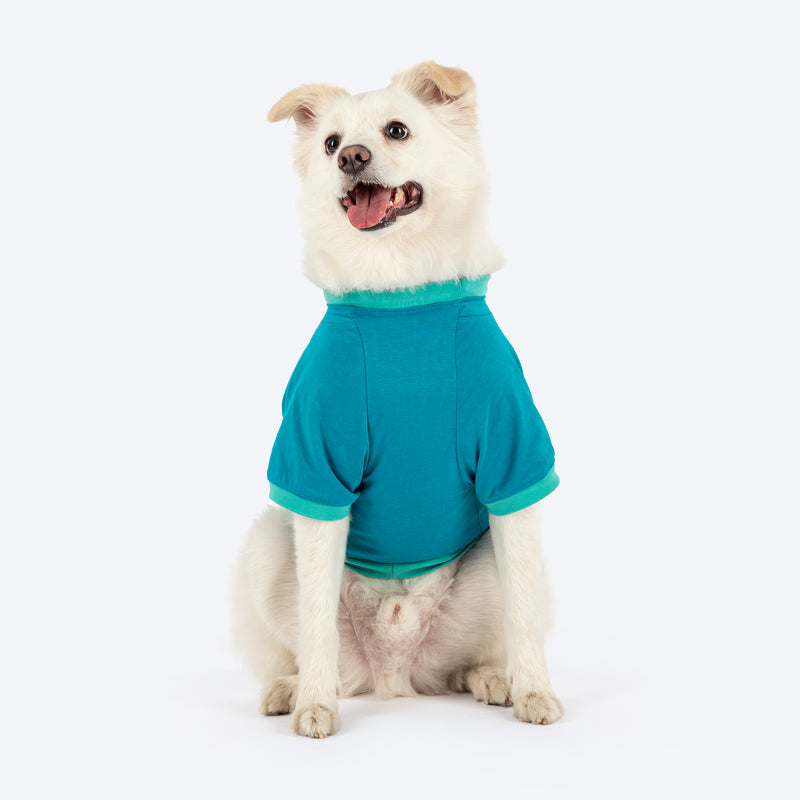 HUFT Snuggle Squad Printed T-Shirt For Dog - Teal - Heads Up For Tails