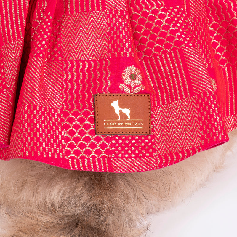HUFT Customised Rang Rani Lehenga Choli Set For Dog & Cat - Green & Pink