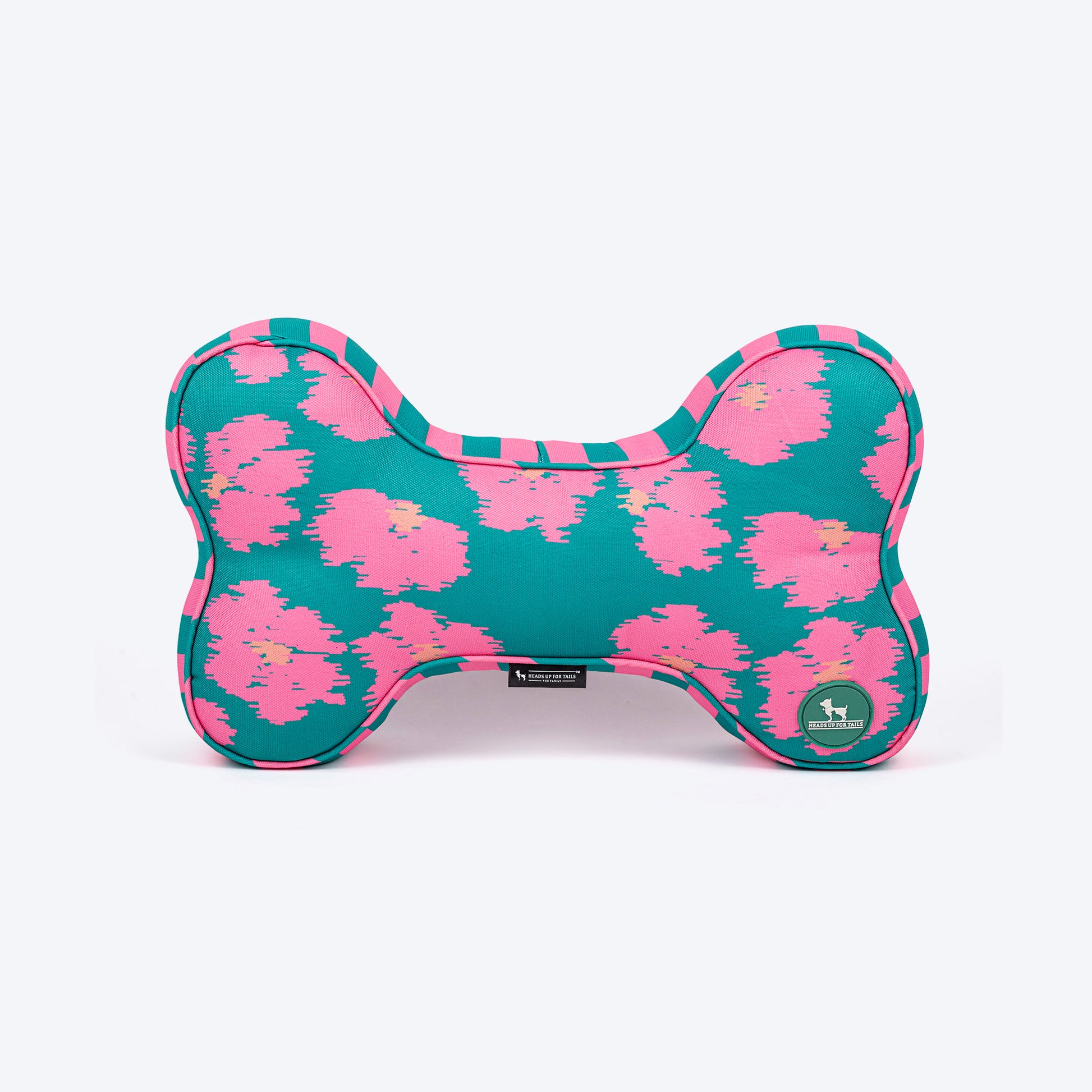 HUFT Pawsome Blossom Bone Cushion For Dog - Green & Pink - Heads Up For Tails